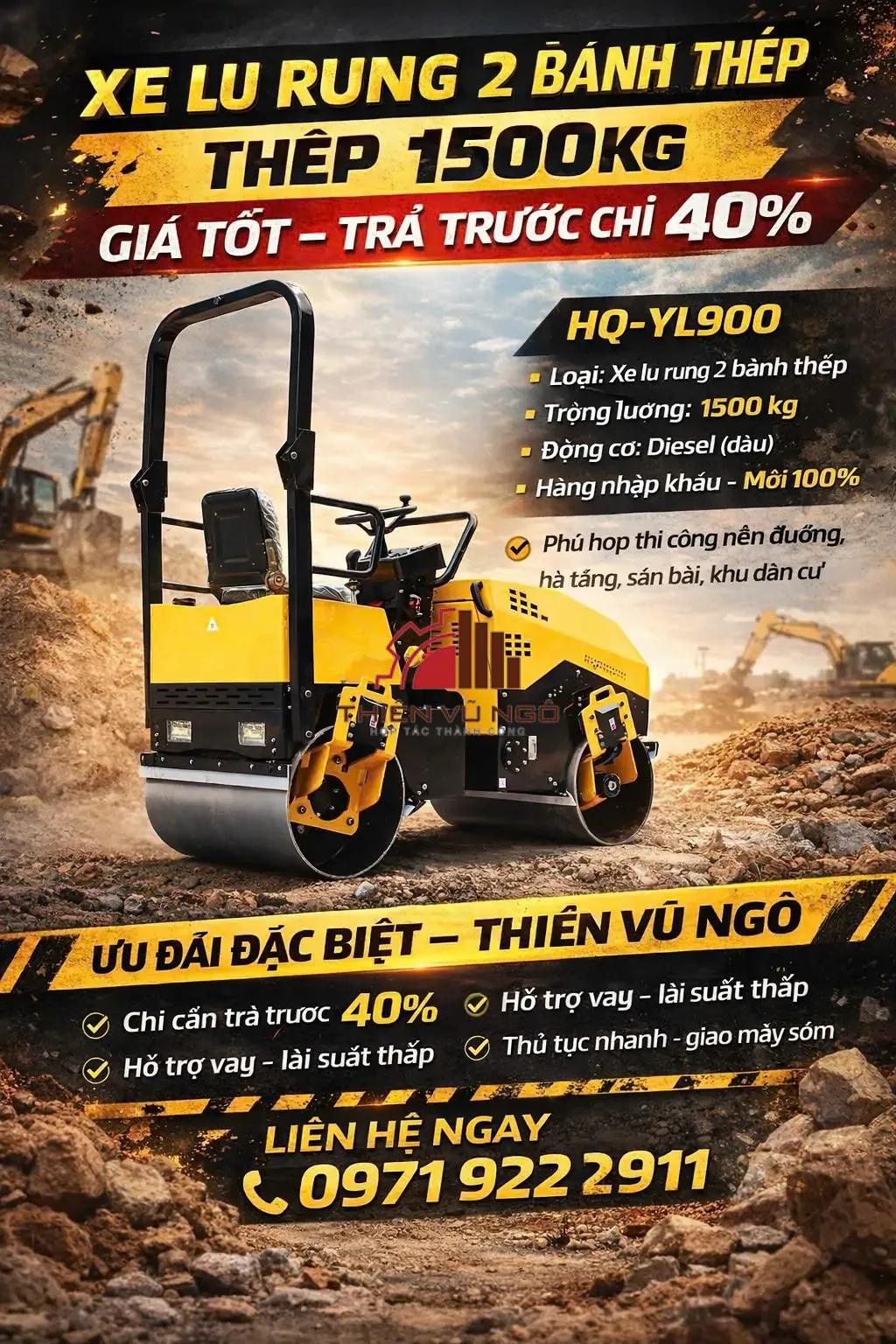 Xe Lu Rung 1,5 Tấn KANTO KV15CS – Giải Pháp Đầm Nền Hiệu Quả Cho Công Trình Nhỏ Và Vừa